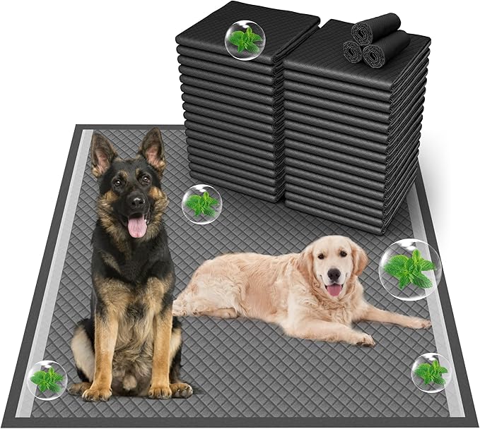 Boscute Charcoal Super Absorbency Puppy Pads, Activated Carbon Odor-Control XL 28"x34" Leak-Proof Pet Training Pee Pads, Disposable Potty Pads for Dogs Cats, Rabbits