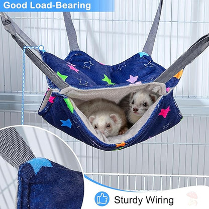 Glittme Ferret Hammock 4 Pack Ferrets Cage Accessories Washable Rat Hammock on Ferrets Cage Soft Guinea Pig hammocks for Rat, Sugar Glider, Squirrel, Guinea Pig
