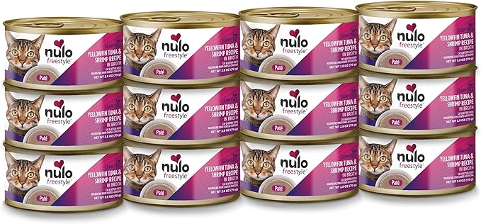 Nulo Yellowfin Tuna & Shrimp Recipe Pate Wet Canned Cat Food, 2.8 Ounce (Pack of 12)