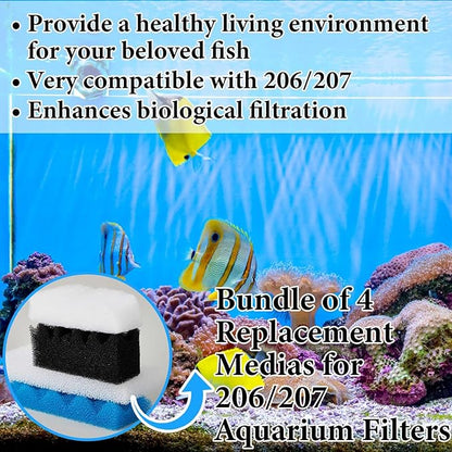 26 Pcs Aquarium Media Kit Compatible with Fluval 206/207 Canister Filter, Maintenance Replacement Accessories Including Foam Pad Ceramic Rings Filter Bags
