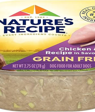 Nature's Recipe Grain Free Chicken & Lamb Recipe in Savory Broth Wet Dog Food, 2.75 oz. Cup, 12 Count