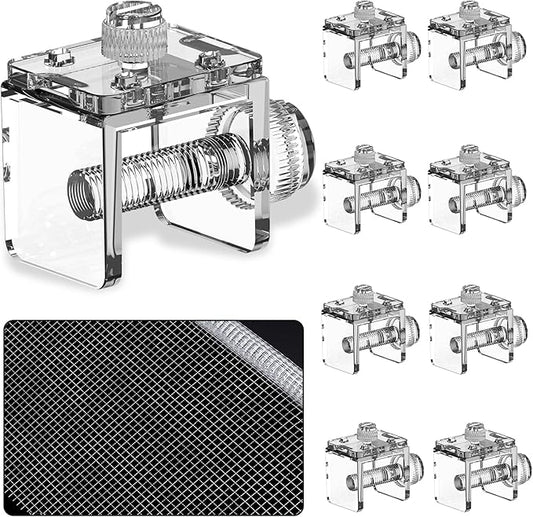 DIY Aquarium Hood 8pcs Aquarium Fish Tank Hood Screen Cover net Clip Holder and 2.15 Feet X 1.73 Feet Aquarium lid top net Kits Suitable for Rimless and rimed Tank