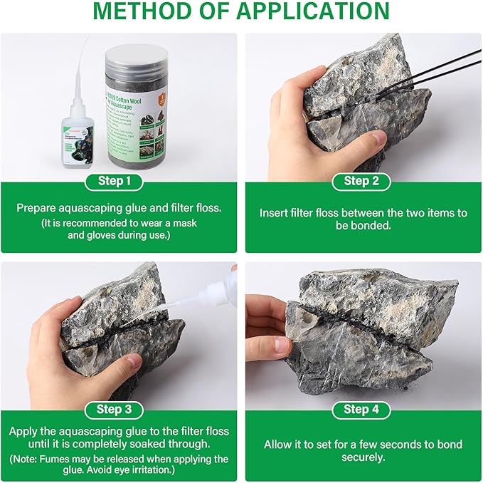 Cotton Wool for Aquascape- Gap Filler Cotton for Rocks & Wood | Aquarium Safe Bonding Material | Secure Adhesive Helper (Light Yellow(Dragon Stone Color))