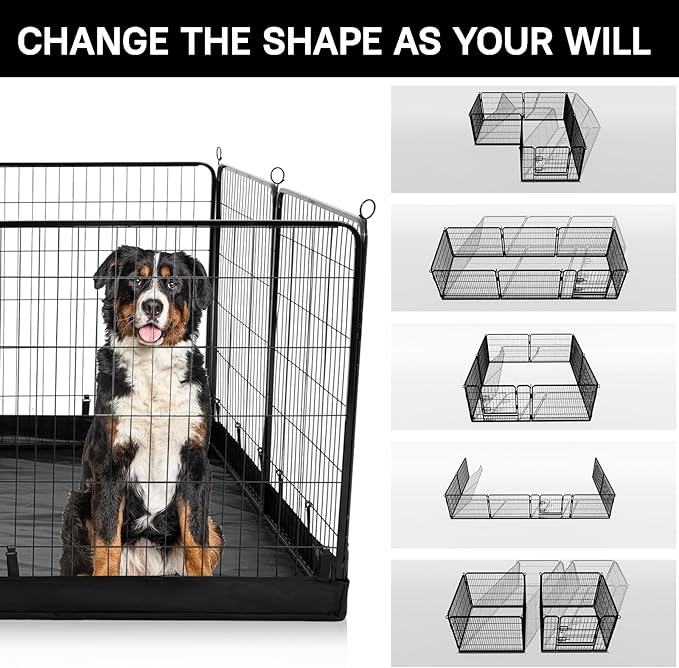 PJYuCien Dog Playpen Plus Storage Bag, 32" H 8 Panels Puppy Pen with Square Bottom, Heavy Duty Dog Fence for Puppies/Small Dogs
