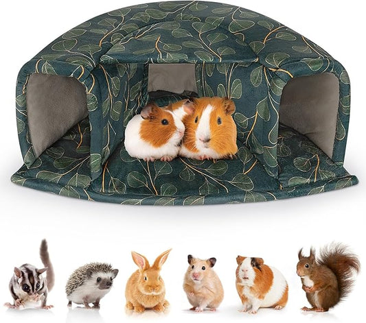 Unicorn Catcher Guinea Pig Hideout Large Guinea Pig Bed Cozy Guinea Pig House Warm Guinea Pig Tunnel Washable Guinea Pig Accessories for Small Pet Hamster/Chinchilla/Bunny, Green