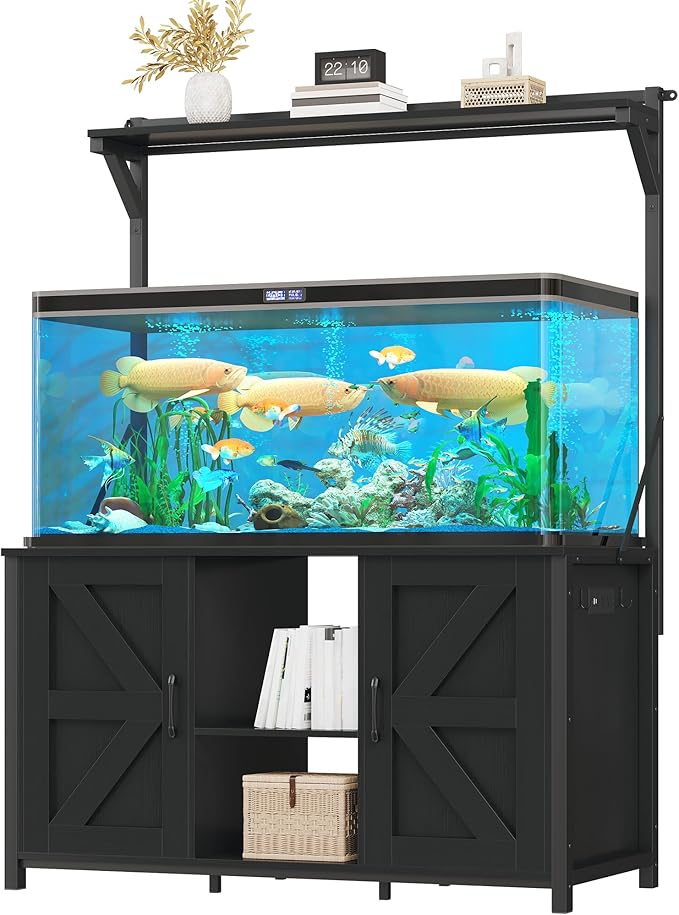 YITAHOME 120 Gallon Fish Tank Stand with Power Outlets, Heavy Duty Metal Large Aquarium Stand with Cabinet, Reptile Tank Turtle Terrariums Table for Fish Tank Accessories Storage,1100LBS Capacity