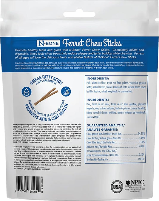 N-Bone Ferret Chew Sticks Bacon Flavor, 3.74-oz Bag