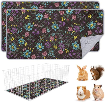 2 Pack Guinea Pig Bedding, Washable Guinea Pig Cage Liner Reusable Guinea Pig Mat Waterproof Guinea Pig Bedding for Cage, Super Absorbant Guinea Pig Pee Pads for Small Animals Hamster Rabbit Squirrel