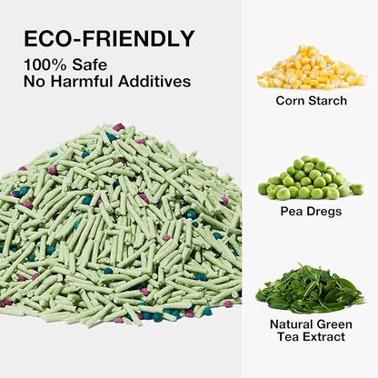 VETRESKA Tofu Cat Litter, Natural Kitty Litter Strong Clumping Flushable Cat Litter Pellets Ultra Absorbent, Odor Control, Dust-Free, Low Tracking Eco-Friendly Tofu Litter, Greentea(5.5lb×4bags)
