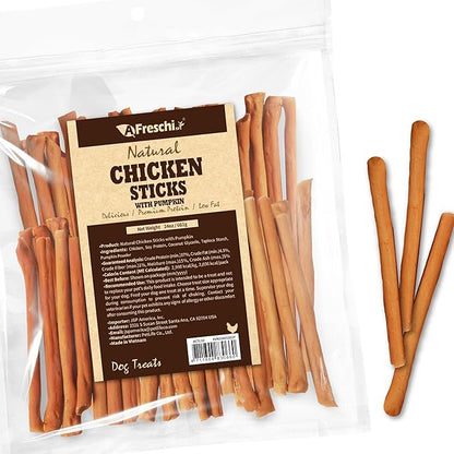 AFreschi Natural Chicken Sticks with Pumpkin 24 oz, All Natural, Grain-Free, High-Protein, Healthy & Easily Digestible, Soft Texture