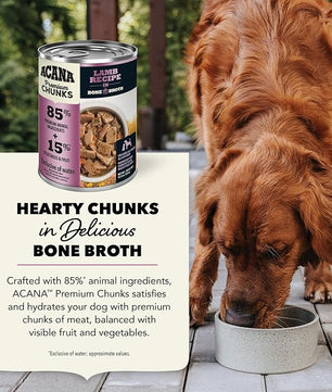 ACANA Premium Chunks in Bone Broth Grain-free Wet Dog Food Lamb Recipe 12.8oz Cans (12 Count)