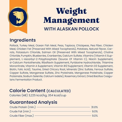 Solid Gold Weight Management Cat Food for Adults - Grain Free & Gluten Free Dry Cat Food Indoor & Outdoor Recipe for Healthy Weight w/Alaskan Pollock & Probiotics for Gut Health & Digestion - 12 LB
