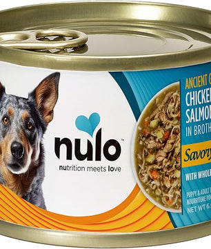 Nulo Ancient Grains Savory Stew with Whole Ingredients Puppy & Dog Food, Chicken and Salmon in Broth, 6.0 Ounce, 8 Cans