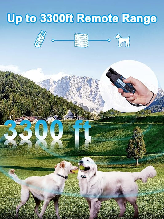 Bousnic Dog Shock Collar 2 Dogs (5-120Lbs) - 3300 ft Waterproof Training Collar for Dogs Large Medium Small with Rechargeable Remote, Beep (1-8) Vibration (1-16) and Humane Shock (1-99) Modes