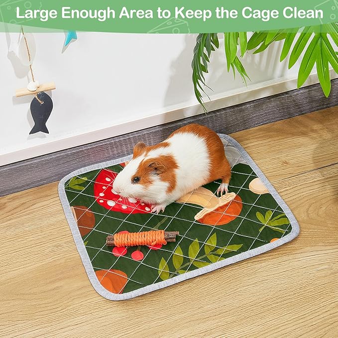 2 Pack Guinea Pig Bedding, Washable Guinea Pig Cage Liner Reusable Guinea Pig Mat Waterproof Guinea Pig Bedding for Cage, Super Absorbant Guinea Pig Pee Pads for Small Animals Hamster Rabbit Squirrel