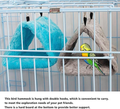 2 Pack Warm Bird Nest House Shed Hut Parrot Sleeping Bed Hanging Hammock Snuggle Cave Birds Hut Hideaway Tent for Pet Parrot Macaw Budgies Cockatiels Cockatoo Lovebird Size S (Blue&Grey)