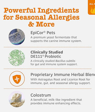 Zesty Paws Dog Allergy Relief - Anti Itch Supplement - Omega 3 Probiotics for Dogs - Digestive Health - Soft Chews for Skin & Seasonal Allergies - with Epicor Pets - Bison - 90ct