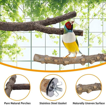 kathson 5pcs Natural Parrot Perch for Cage Wooden Bird Perches Grape Bird Stick Parakeet Climbing Standing Branches Toy Chewable Cage Accessories for Small Budgies Cockatiels Lovebirds Budgies