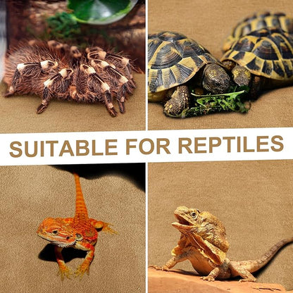 Haull 4 Pcs Reptile Carpet Pet Terrarium Floor Liners Bedding Substrate Liner Supplies Reptile Cage Mat Tank Accessories for Lizard Bearded Dragon Tortoise Snake Leopard (47 x 24 Inch, Coffee)