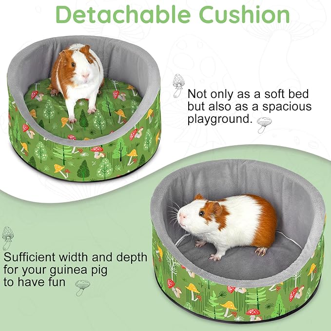 Glittme Soft Rabbit & Guinea Pig Bed - Thick Removable Mat, Machine Washable, Cozy Cuddler Cup Bed for Guinea Pig, Rabbit, Ferret