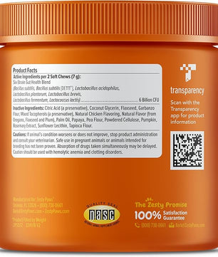 Zesty Paws Probiotics for Dogs, Digestive Enzymes Gut Flora, Digestive Health, Diarrhea & Bowel Support, DE111, Dog Probiotics Soft Chew for Pet Immune System, Chicken, 90 Ct