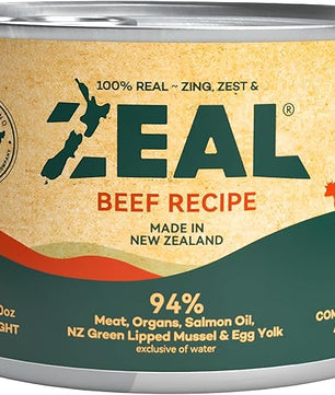 ZEAL New Zealand Canned Wet Dog Food – High Protein, Pure Nutrition, Natural Superfoods, Grain-Free with Superfoods (Beef, 6oz Can 12-Pack)