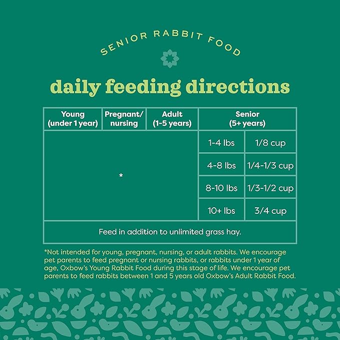 Oxbow Essentials Rabbit Food, Senior, Made with Oxbow Alfalfa for Rabbit, Vitamin & Mineral Rich Pet Pellets, Small Animal Pet Products, Bunny Food, Made in USA, High Fiber, 8 lb. Bag