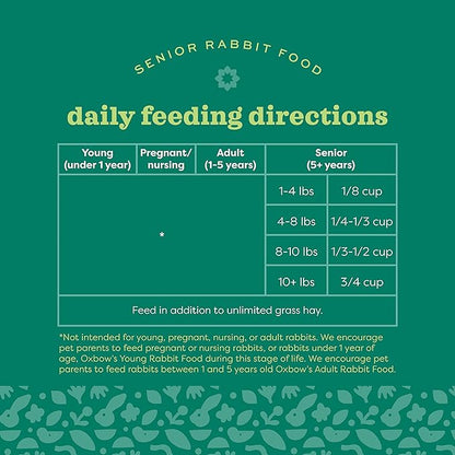 Oxbow Essentials Rabbit Food, Senior, Made with Oxbow Alfalfa for Rabbit, Vitamin & Mineral Rich Pet Pellets, Small Animal Pet Products, Bunny Food, Made in USA, High Fiber, 8 lb. Bag