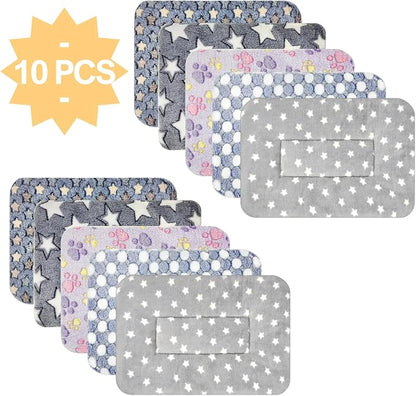 10PCS Guinea Pig Bed Soft Rabbit Bedding Cage Liner Warm Bunny Mats Pee Pads Fleece Blanket Plush Hamster Sleep Beds Ferret Squirrel Hedgehog Rat