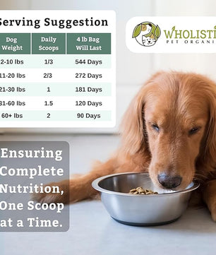 Wholistic Pet Organics Canine Complete - Dog Multivitamin Powder - 4 Lb - Daily Dog Vitamins and Supplements for Homemade Food - Immune System, Skin, Coat & Overall Health - Small and Large Breed