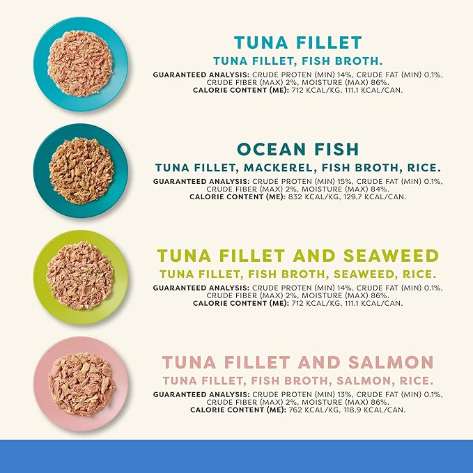 Applaws Natural Wet Cat Food in Broth, Limited and Natural Ingredients, High Protein with No Artificial Additives, Fish Selection in Broth Cans (20 x 5.5 oz Cans)