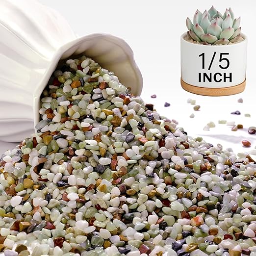 NUPICK 6 lbs Pebbles for Indoor Plants, 1/5 Inch Pea Gravel for Fish Tank, Polished Decorative Rocks for Succulent, Natural River Stones for Vases, Cactus, Landscaping, Bird Bath, Aquarium, Colorful
