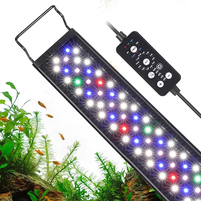 hygger 36W LED Aquarium Light, 36-42 Inch Fish Tank Light with Timer Auto On/Off, Sunrise Sunset Mode, Adjustable Brightness and Colors, Full Spectrum Light with Extendable Brackets for Freshwater