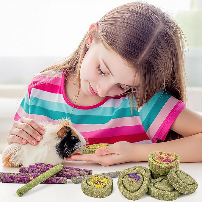 Sofier Timothy Hay Treats Rabbit Toys Bunny Guinea Pig Hamster Natural Chews for Teeth Handmade Rabbit Chews and Treats Chinchilla Rat Gerbil