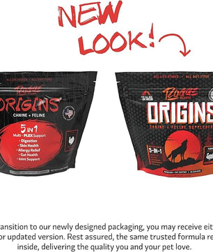 Origins 5-in-1 Dog Supplement - Powdered Food Topper w/Natural Turkey Protein- Supports Healthy Digestion, Skin, and Coat - Helps Reduce Itching & Joint Inflammation (2LB)