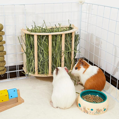 Guinea Pig Hay Feeder Wooden Rabbit Hay Feeder Big Volume Bunny Hay Holder Hanging Hay Rack with Instructions Guinea Pig Cages Accessories for Chinchilla and Ferret, Rabbit Cage Accessories