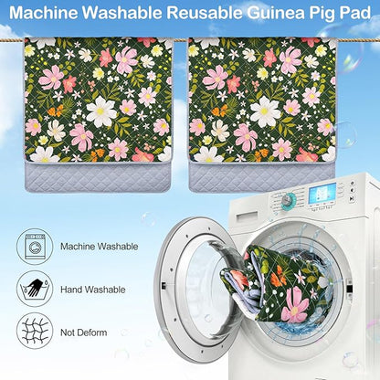 2 Pack Guinea Pig Bedding, Washable Guinea Pig Cage Liner Reusable Guinea Pig Mat Waterproof Guinea Pig Bedding for Cage, Super Absorbant Guinea Pig Pee Pads for Small Animals Hamster Rabbit Squirrel