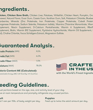 Jinx Premium Wet Dog Food Cans - Chicken & Vegetables Pate - Grain-Free Canned Dog Food Pate & Topper with Real Ingredients & No Fillers - All Life Stages, Breeds & Sizes - 12-Pack, 13 Oz