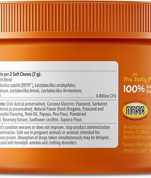 Zesty Paws Probiotics for Dogs, Digestive Enzymes Gut Flora, Digestive Health, Diarrhea & Bowel Support, DE111, Dog Probiotics Soft Chew for Pet Immune System, Chicken, 90 Ct