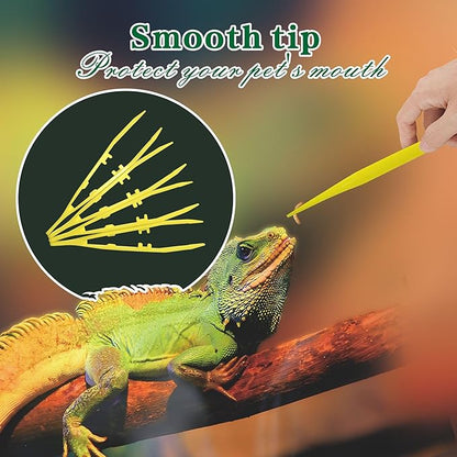 4-Pack Reptile Feeding Tongs Set - Hygienic Anti-Slip Yellow Tweezers for Bearded Dragons, Lizards, Snakes, Aquariums & Small Animals(Three Colors to Choose from, 18cm)