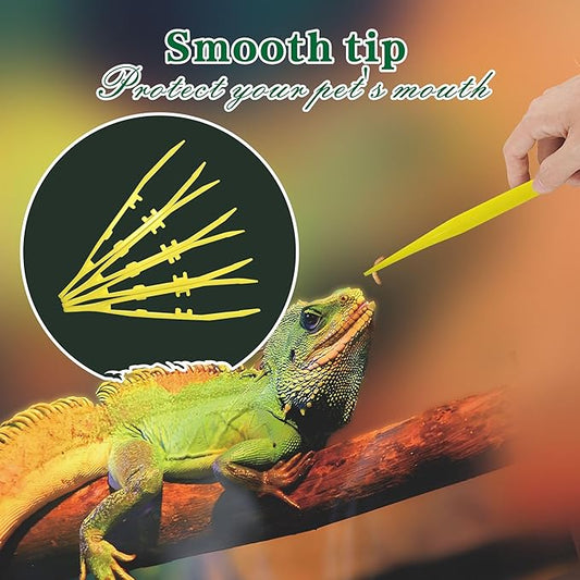 4-Pack Reptile Feeding Tongs Set - Hygienic Anti-Slip Yellow Tweezers for Bearded Dragons, Lizards, Snakes, Aquariums & Small Animals(Three Colors to Choose from, 18cm)