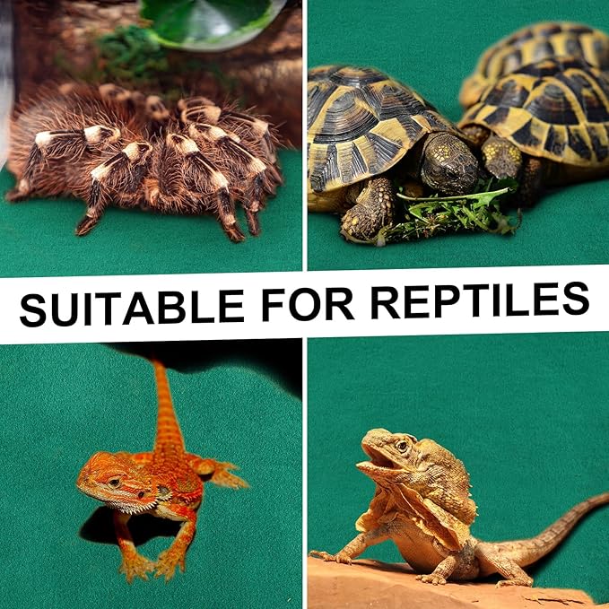 Haull 4 Pcs 24 x 47 Reptile Carpet Pet Terrarium Floor Liners Bedding Substrate Liner Supplies Reptile Cage Mat Tank Accessories for Lizard Bearded Dragon Tortoise Snake Leopard (Green)