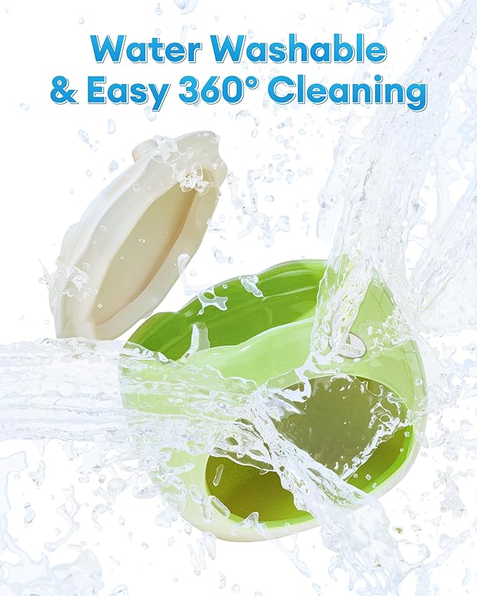 BUCATSTATE Coconut Shape Ceramic Hamster Hideout with Removable Lid & Ice Compartment - All-Season Cool Bed for Dwarf Hamster, Gerbil, Mice, Golden Bear - Large Green Small Pet House Habitat