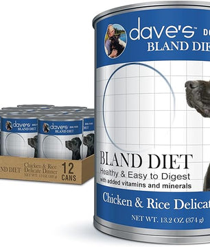 Dave's Pet Food Bland Diet Dog Food (Chicken & Rice), Sensitive Stomach, Easy to Digest, Gluten-Free, Digestive Care, Wet Canned, 13.2 oz (Case of 12)
