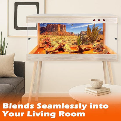 Royxen Bearded Dragon Tank with Metal Mesh Top and Leg Stand,Tempered Glass Reptile Tank,Reptile Enclosure,Lizard Tank for Chameleon,Snake,Lizard Habitat(40inch,Oak)