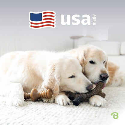 Benebone 2-Pack Maplestick/Zaggler Durable Dog Chew Toys, Real Maplewood, Real Bacon, Made in USA Medium