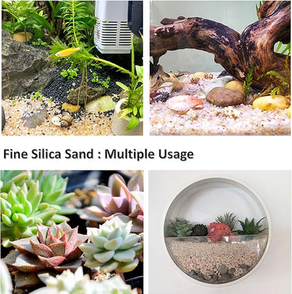 1 LB Fine Natural Silsand, Coarse Silica Sand for Plants, Aquariums, Fire Pits, Terrariums, Cactus and Succulent Plants & Garden Sand Grit