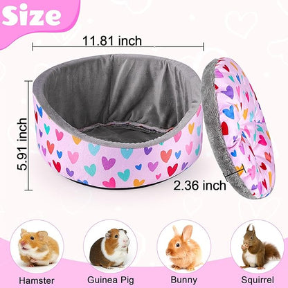 Glittme Guinea Pig Bed Soft Rabbit Beds with Thick Removable Mat Bunny Beds Machine Washable Guinea Pigs Accessories Cozy Guinea Pigs House for Rabbit, Ferret, Round Cuddler Cup Bed