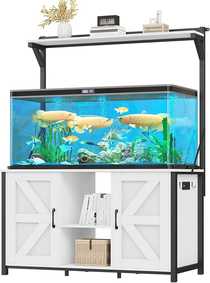 YITAHOME 120 Gallon Fish Tank Stand with Power Outlets, Heavy Duty Metal Large Aquarium Stand with Cabinet, Reptile Tank Turtle Terrariums Table for Fish Tank Accessories Storage,1100LBS Capacity