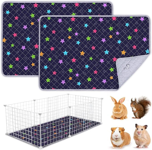 2 Pack Guinea Pig Bedding, Washable Guinea Pig Cage Liner Reusable Guinea Pig Mat Waterproof Guinea Pig Bedding for Cage, Super Absorbant Guinea Pig Pee Pads for Small Animals Hamster Rabbit Squirrel